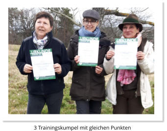 3 Trainingskumpel mit gleichen Punkten